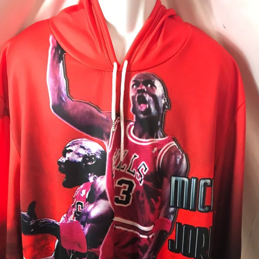 Jordan #23 Bulls Full Body Activewear Athletic Sport Cut 3XL Tribute Hoodie - Picture 2 of 4